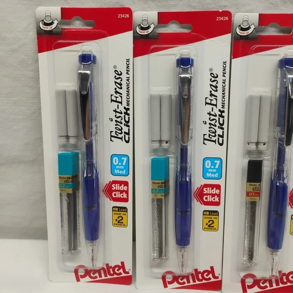 Bulk Buy 7pc Pentel Twist Erase Fine‎ Click #2 Mechanical Pencil Lead/Erasers